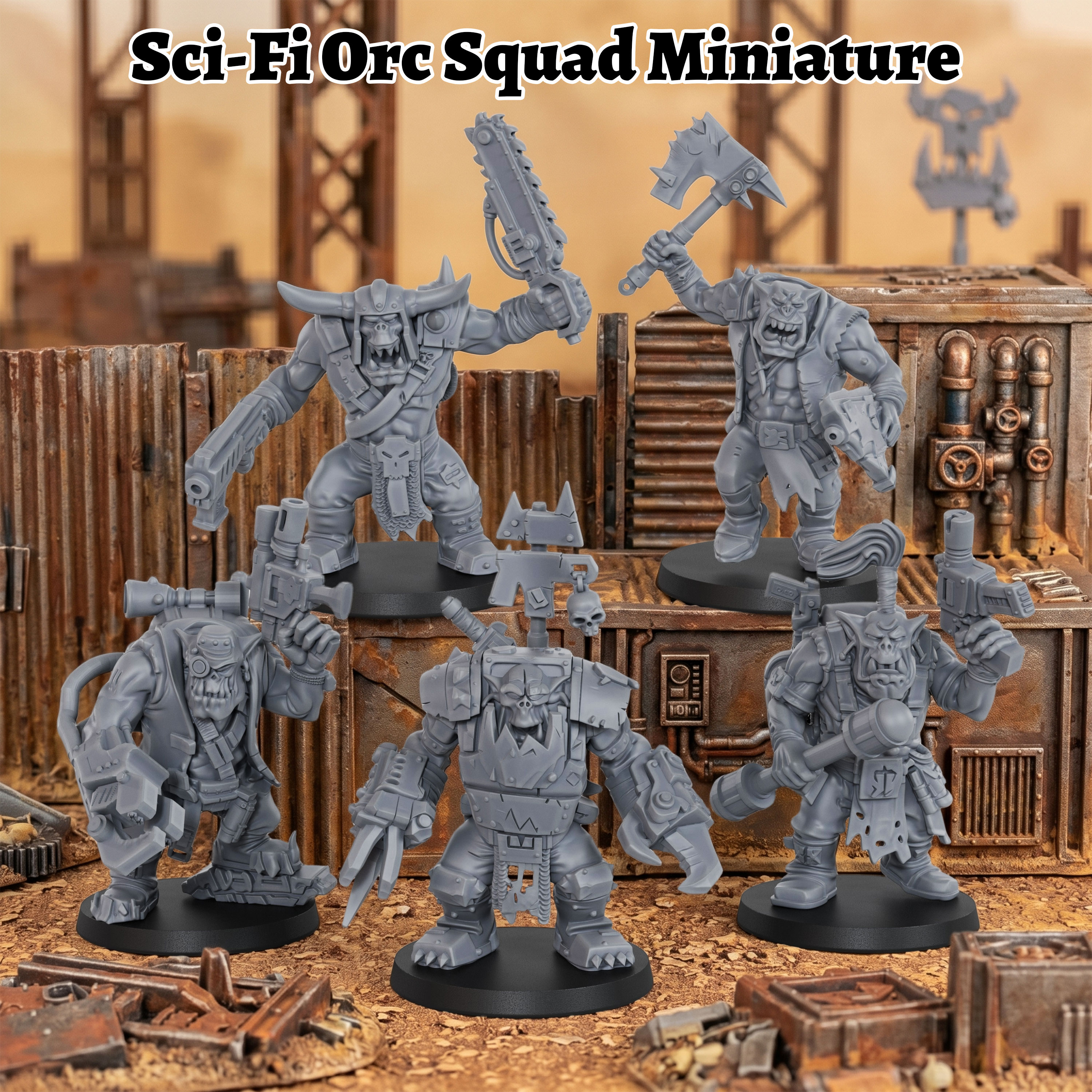 Model Kit Fantasy - Sci-Fi Orc Squad Miniature Set -