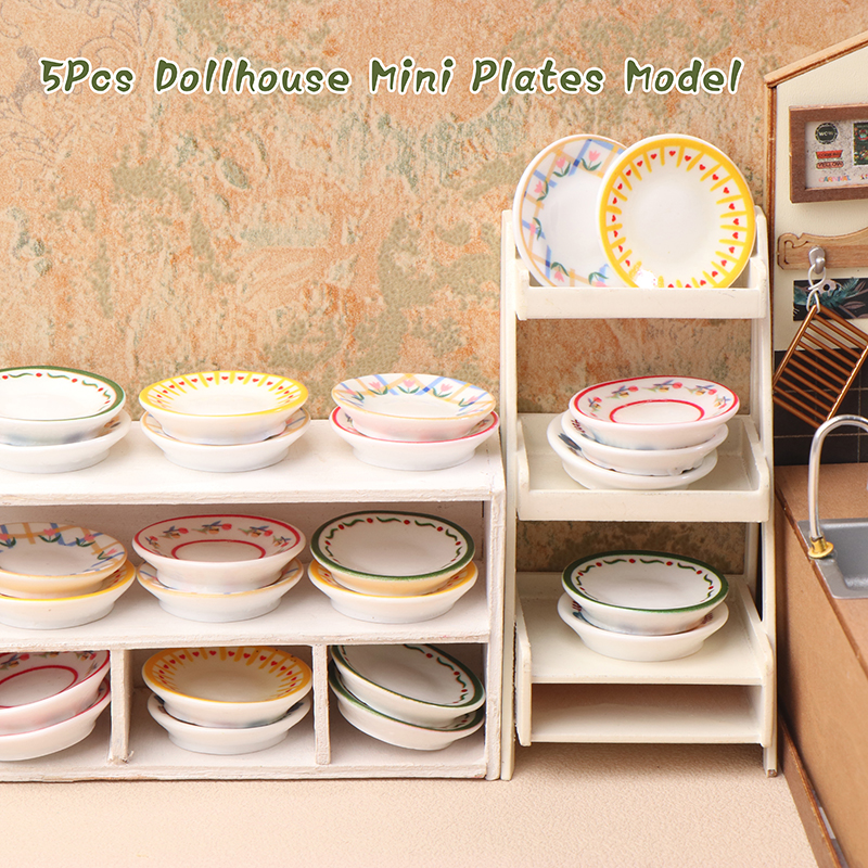 5Pcs 1/12 Dollhouse Mini Plate - огляд і ціна Model Kitchen Set