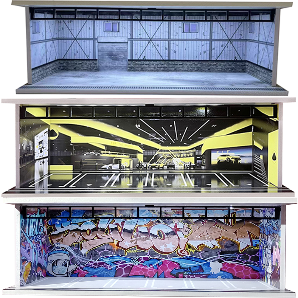 1:64 Scale DIY Garage Diorama  - огляд і ціна Model Kit Display Case